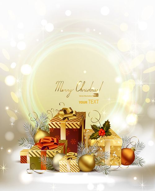 輝かしいクリスマスプレゼント ベクター素材 Materialandex