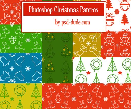 可愛いクリスマスデコレーション Photoshopパターン素材 Materialandex