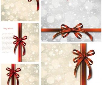 雪景色をリボンで結んだクリスマスカード ベクター素材 Materialandex