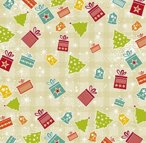 プレゼントの包装紙のような可愛いクリスマスパターン ベクター素材 Materialandex